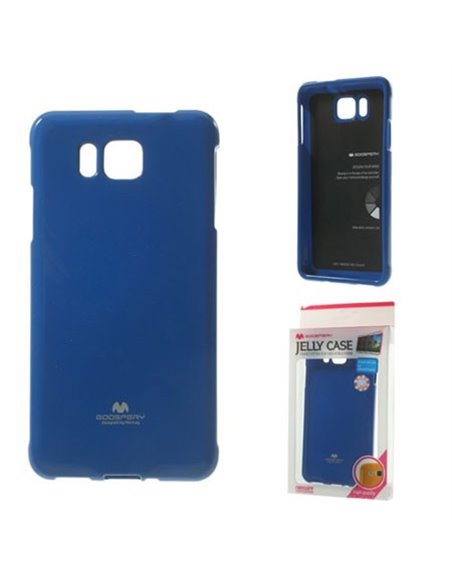 CUSTODIA GEL TPU SILICONE per SAMSUNG G850 GALAXY ALPHA COLORE BLU LUCIDO CON GLITTER ALTA QUALITA' MERCURY BLISTER