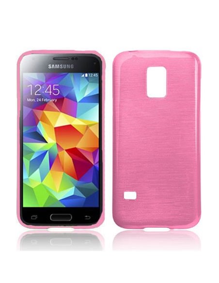 CUSTODIA TPU SILICONE per SAMSUNG G800 GALAXY S5 MINI COLORE ROSA EFFETTO METALLICO