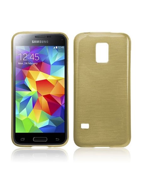 CUSTODIA TPU SILICONE per SAMSUNG G800 GALAXY S5 MINI COLORE ORO EFFETTO METALLICO