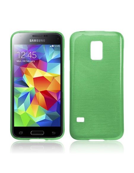 CUSTODIA TPU SILICONE per SAMSUNG G800 GALAXY S5 MINI COLORE VERDE EFFETTO METALLICO