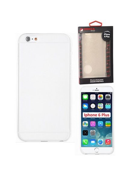 CUSTODIA GEL TPU SILICONE per APPLE IPHONE 6 PLUS, 6S PLUS 5.5' POLLICI COLORE BIANCO-TRASPARENTE ALTA QUALITA' MOCCA BLISTER