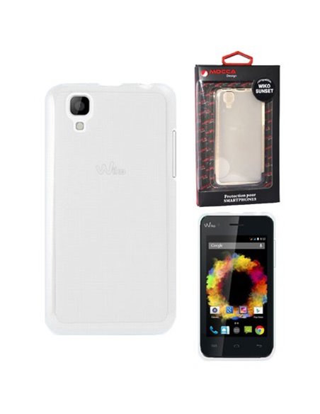 CUSTODIA GEL TPU SILICONE per WIKO SUNSET COLORE BIANCO-TRASPARENTE ALTA QUALITA' MOCCA BLISTER