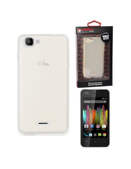 CUSTODIA GEL TPU SILICONE per WIKO KITE 4G COLORE BIANCO-TRASPARENTE ALTA QUALITA' MOCCA BLISTER