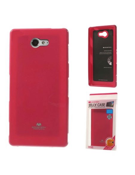 CUSTODIA GEL TPU SILICONE per SONY XPERIA M2 FUCSIA LUCIDO CON GLITTER ALTA QUALITA' MERCURY BLISTER