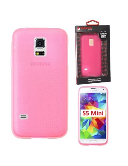 CUSTODIA GEL TPU SILICONE per SAMSUNG G800 GALAXY S5 MINI COLORE ROSA ALTA QUALITA' MOCCA BLISTER