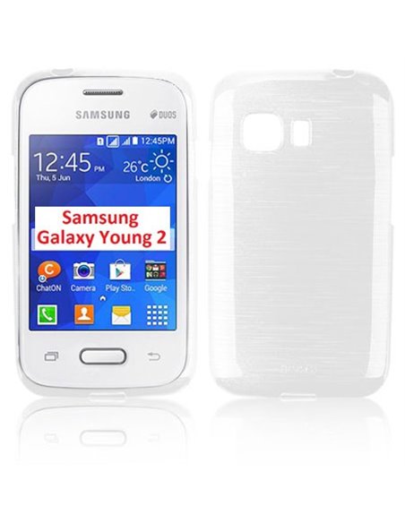 CUSTODIA GEL TPU SILICONE per SAMSUNG G130 GALAXY YOUNG 2 COLORE BIANCO EFFETTO METALLICO