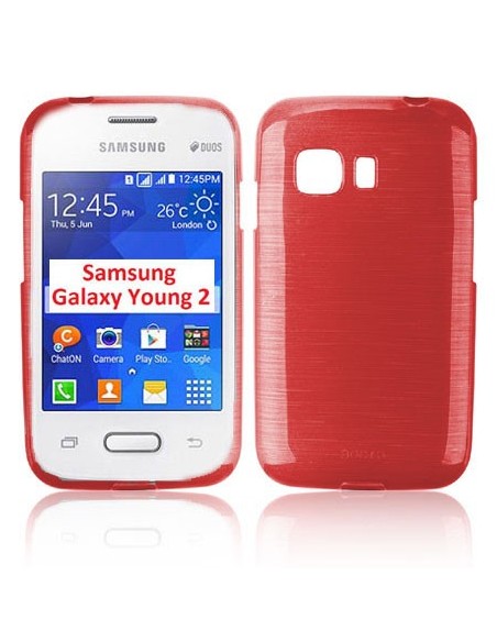 CUSTODIA GEL TPU SILICONE per SAMSUNG G130 GALAXY YOUNG 2 COLORE ROSSO EFFETTO METALLICO