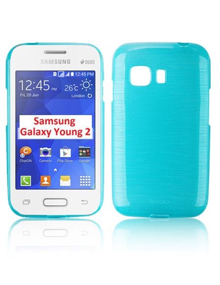 CUSTODIA GEL TPU SILICONE per SAMSUNG G130 GALAXY YOUNG 2 COLORE BLU EFFETTO METALLICO