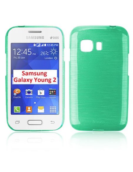 CUSTODIA GEL TPU SILICONE per SAMSUNG G130 GALAXY YOUNG 2 COLORE VERDE EFFETTO METALLICO