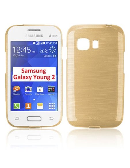 CUSTODIA GEL TPU SILICONE per SAMSUNG G130 GALAXY YOUNG 2 COLORE ORO EFFETTO METALLICO