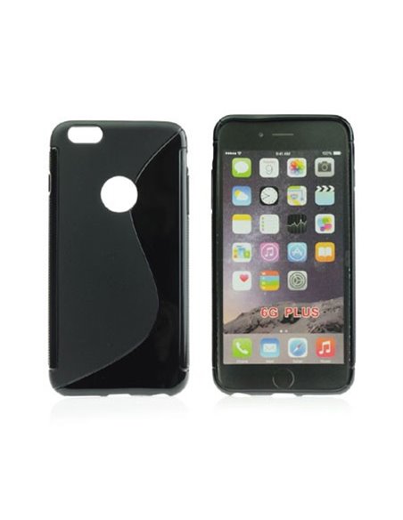 CUSTODIA GEL TPU SILICONE DOUBLE per APPLE IPHONE 6 PLUS, IPHONE 6S PLUS 5.5' POLLICI COLORE NERO