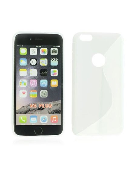 CUSTODIA GEL TPU SILICONE DOUBLE per APPLE IPHONE 6 PLUS, IPHONE 6S PLUS 5.5' POLLICI COLORE BIANCO TRASPARENTE