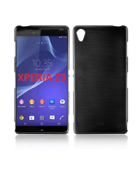 CUSTODIA TPU SILICONE per SONY XPERIA Z3 COLORE NERO EFFETTO METALLICO
