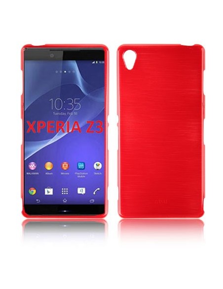 CUSTODIA TPU SILICONE per SONY XPERIA Z3 COLORE ROSSO EFFETTO METALLICO