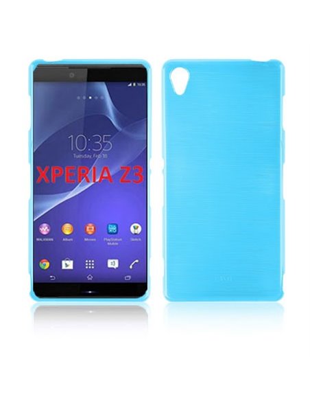 CUSTODIA TPU SILICONE per SONY XPERIA Z3 COLORE BLU EFFETTO METALLICO