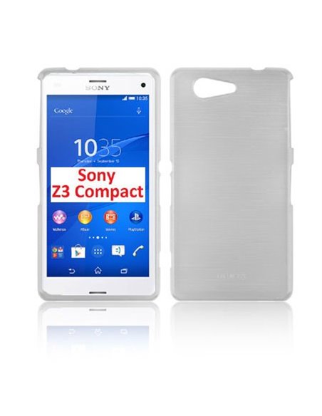 CUSTODIA GEL TPU SILICONE per SONY XPERIA Z3 COMPACT D5803, D5833 COLORE BIANCO EFFETTO METALLICO