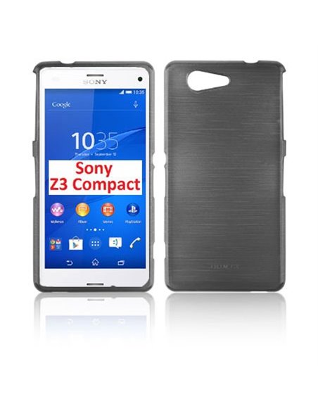 CUSTODIA GEL TPU SILICONE per SONY XPERIA Z3 COMPACT D5803, D5833 COLORE NERO EFFETTO METALLICO