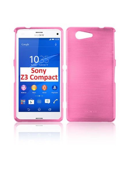 CUSTODIA GEL TPU SILICONE per SONY XPERIA Z3 COMPACT D5803, D5833 COLORE ROSA EFFETTO METALLICO