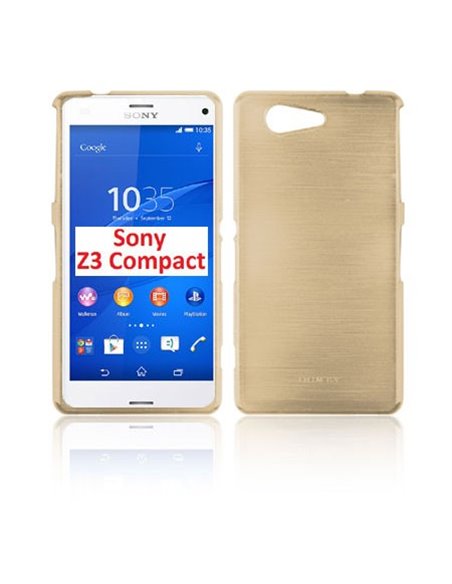 CUSTODIA GEL TPU SILICONE per SONY XPERIA Z3 COMPACT D5803, D5833 COLORE ORO EFFETTO METALLICO