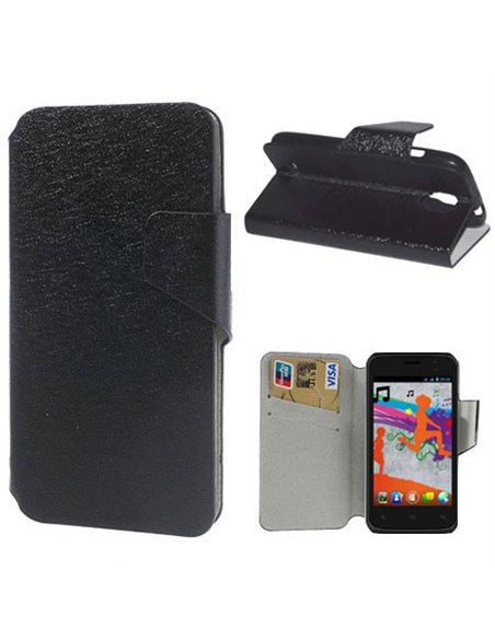 CUSTODIA FLIP ORIZZONTALE SLIM per NGM FORWARD RUN CON STAND, INTERNO IN TPU SILICONE E TASCHE PORTA CARTE COLORE NERO