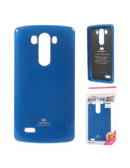 CUSTODIA GEL TPU SILICONE per LG G3s D722, G3s DUAL D728 COLORE BLU LUCIDO CON GLITTER ALTA QUALITA' MERCURY BLISTER