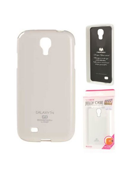 CUSTODIA GEL TPU SILICONE per SAMSUNG I9500 GALAXY S4, I9502, I9505 COLORE BIANCO LUCIDO CON GLITTER ALTA QUALITA' MERCURY BLIST