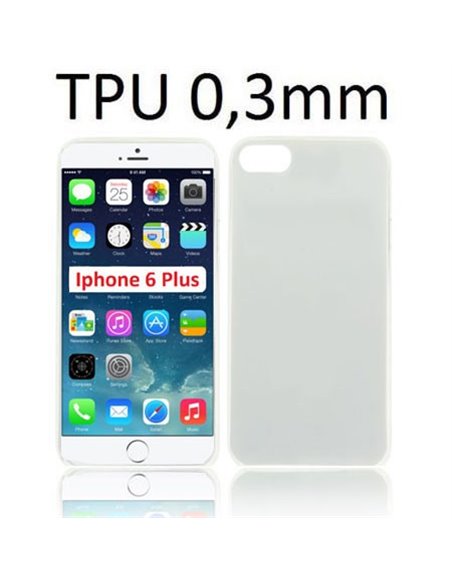 CUSTODIA GEL TPU SILICONE ULTRA SLIM 0,3mm per APPLE IPHONE 6 PLUS, IPHONE 6S PLUS 5.5' POLLICI COLORE BIANCO TRASPARENTE