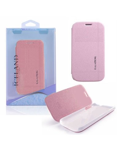CUSTODIA FLIP ORIZZONTALE per SAMSUNG I9500 GALAXY S4, I9502, I9505 COLORE ROSA ICELAND BLISTER