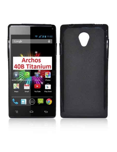 CUSTODIA GEL TPU SILICONE per ARCHOS 40b TITANIUM, 4' POLLICI COLORE NERO