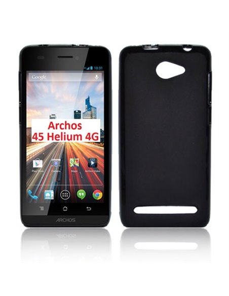 CUSTODIA GEL TPU SILICONE per ARCHOS 45b HELIUM 4G, 4,5' POLLICI COLORE NERO