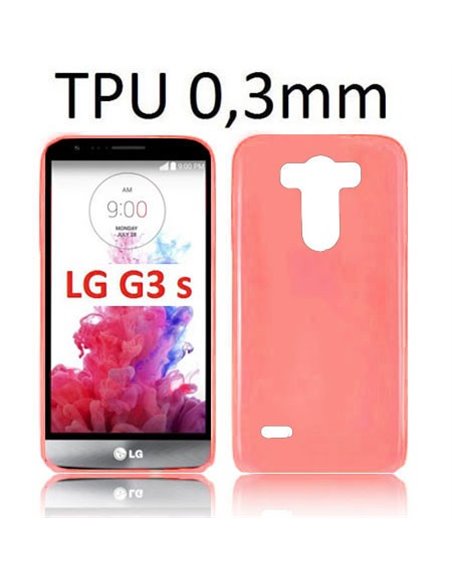 CUSTODIA GEL TPU SILICONE ULTRA SLIM 0,3mm per LG G3s D722, G3s DUAL D728 COLORE ROSSO TRASPARENTE