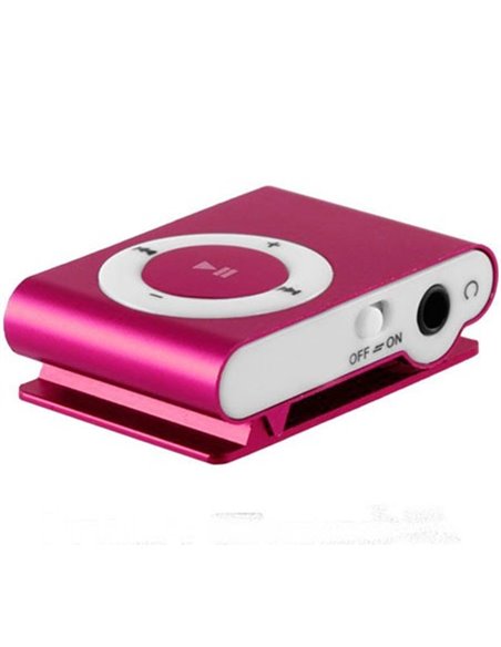 MINI LETTORE MP3 CON CLIP, SLOT MICRO SD E USCITA MINI USB COLORE ROSA