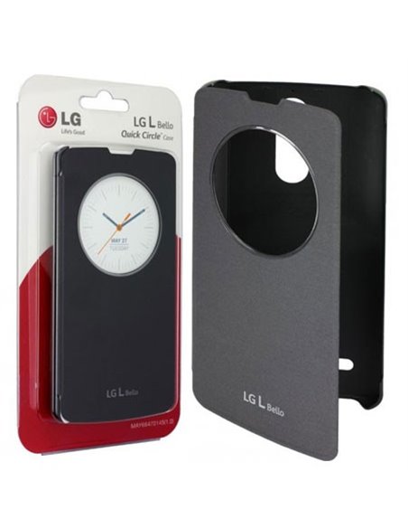 CUSTODIA FLIP QUICK CIRCLE ORIGINALE per LG L BELLO, D331, D335 CON FINESTRA ID COLORE NERO CCF-560 BLISTER