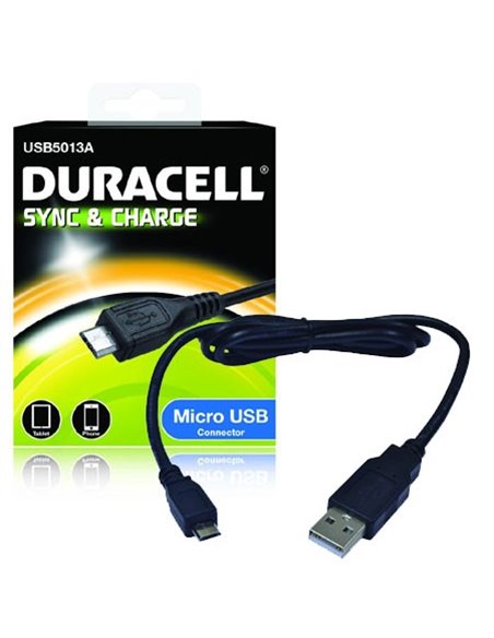 CAVO MICRO USB FAST CHARGING - LUNGHEZZA 1 MT COLORE NERO DURACELL USB5013A BLISTER