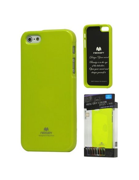 CUSTODIA per APPLE IPHONE SE, IPHONE 5S, IPHONE 5 IN GEL TPU COLORE VERDE LUCIDO CON GLITTER ALTA QUALITA' MERCURY BLISTER