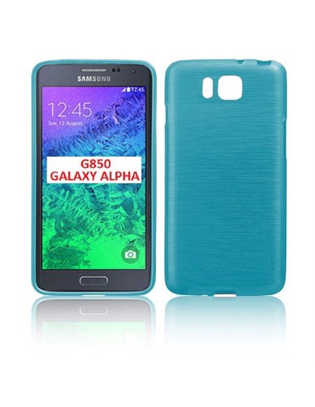 CUSTODIA GEL TPU SILICONE per SAMSUNG G850 GALAXY ALPHA COLORE BLU EFFETTO METALLICO