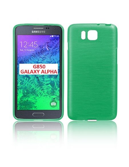 CUSTODIA GEL TPU SILICONE per SAMSUNG G850 GALAXY ALPHA COLORE VERDE EFFETTO METALLICO