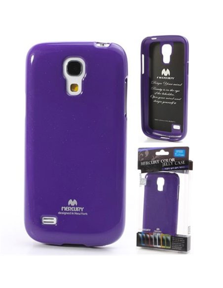 CUSTODIA GEL TPU SILICONE per SAMSUNG I9190 GALAXY S4 MINI COLORE VIOLA LUCIDO CON GLITTER ALTA QUALITA' MERCURY BLISTER