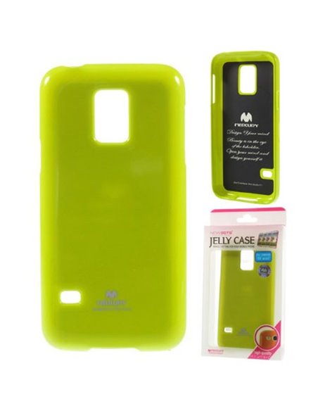 CUSTODIA GEL TPU SILICONE per SAMSUNG G800 GALAXY S5 MINI COLORE VERDE LUCIDO CON GLITTER ALTA QUALITA' MERCURY BLISTER