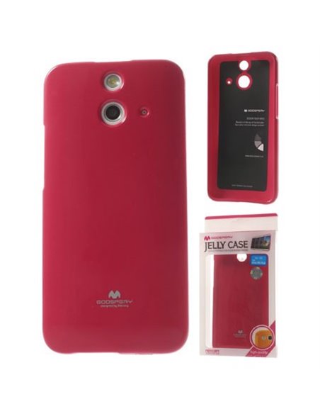 CUSTODIA GEL TPU SILICONE per HTC ONE E8 COLORE FUCSIA LUCIDO CON GLITTER ALTA QUALITA' MERCURY BLISTER