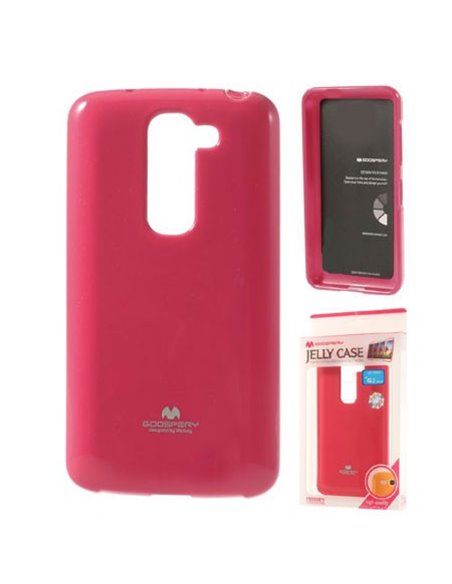 CUSTODIA GEL TPU SILICONE per LG G2 MINI COLORE FUCSIA LUCIDO CON GLITTER ALTA QUALITA' MERCURY BLISTER