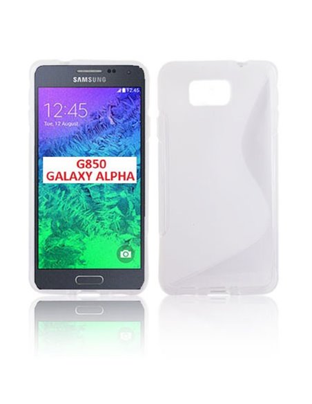 CUSTODIA GEL TPU SILICONE DOUBLE per SAMSUNG G850 GALAXY ALPHA COLORE BIANCO-TRASPARENTE