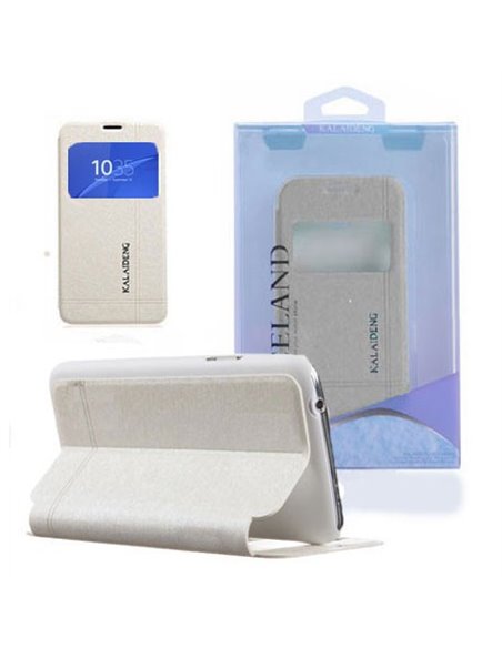 CUSTODIA FLIP ORIZZONTALE per SONY XPERIA Z3 COMPACT D5803, D5833 CON STAND E FINESTRA ID COLORE BIANCO ICELAND II