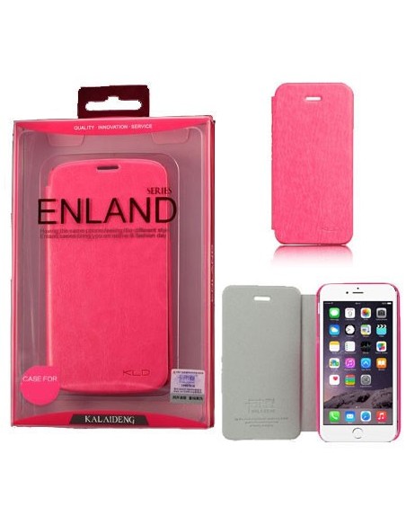 CUSTODIA FLIP ORIZZONTALE PELLE per APPLE IPHONE 6, IPHONE 6S 4.7' POLLICI COLORE FUCSIA BLISTER ENLAND