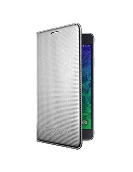 CUSTODIA FLIP COVER ORIGINALE SAMSUNG COLORE ARGENTO EFFETTO PUNTINATO per G850 GALAXY ALPHA EF-FG850BSEGWW BLISTER