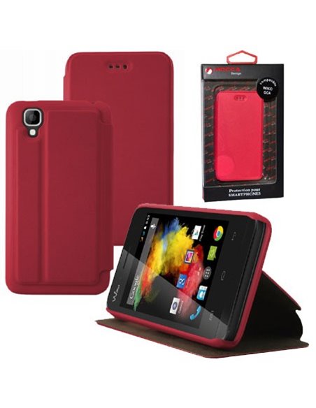 CUSTODIA FLIP ORIZZONTALE PELLE per WIKO GOA CON STAND COLORE ROSA ALTA QUALITA' MOCCA BLISTER