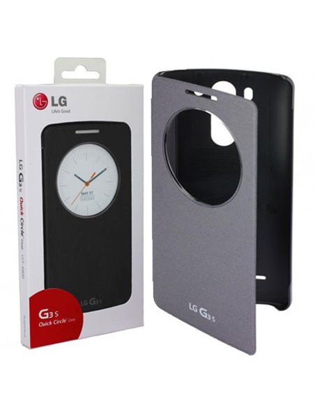 CUSTODIA FLIP QUICK CIRCLE ORIGINALE per LG G3 S D722, G3 MINI CON FINESTRA ID COLORE NERO TITAN CCF-490G BLISTER