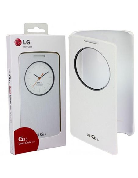 CUSTODIA FLIP QUICK CIRCLE ORIGINALE per LG G3 S D722, G3 MINI CON FINESTRA ID COLORE BIANCO CCF-490G BLISTER