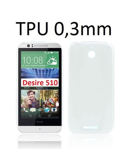 CUSTODIA GEL TPU SILICONE ULTRA SLIM 0,3mm per HTC DESIRE 510 COLORE BIANCO TRASPARENTE