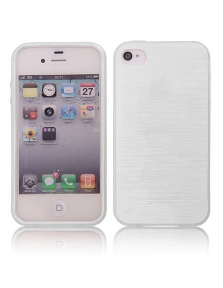 CUSTODIA TPU SILICONE per APPLE IPHONE 4, 4s COLORE BIANCO EFFETTO METALLICO